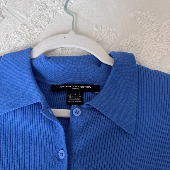 French Connection Nadina Collared Knit Cardigan in Ultramarine sz S - Picture 4 of 8